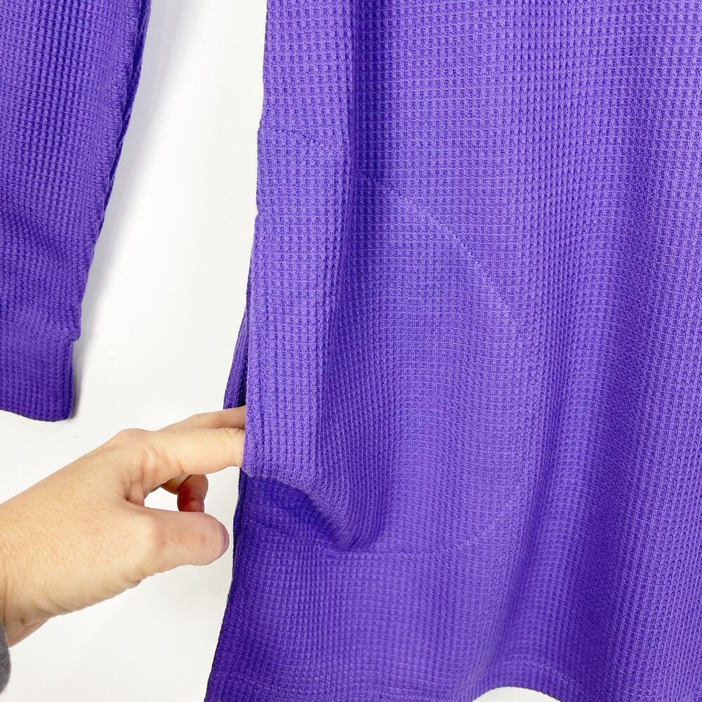 Quacker Factory Womens Knit Tunic Top XXS Purple V-Neck Long Sleeve Waffle NWOT - Picture 4 of 5